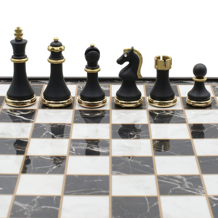 37 CM (15") Storage Chess Set with Metal Weighted Soft Touch Figures (White vs Black) - Cooper Chess