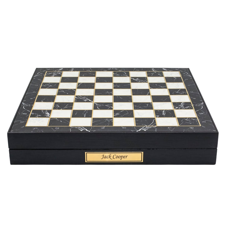 37 CM (15") Storage Chess Set with Metal Weighted Soft Touch Figures (White vs Black) - Cooper Chess