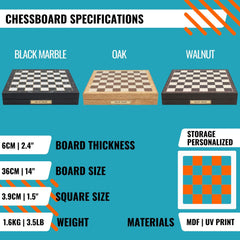 Storage Chess Set with Metal Weighted Staunton Figures (Bronze vs Silver) | 37 CM (15") Storage Chess Board | Classic Metal Figures - Cooper Chess