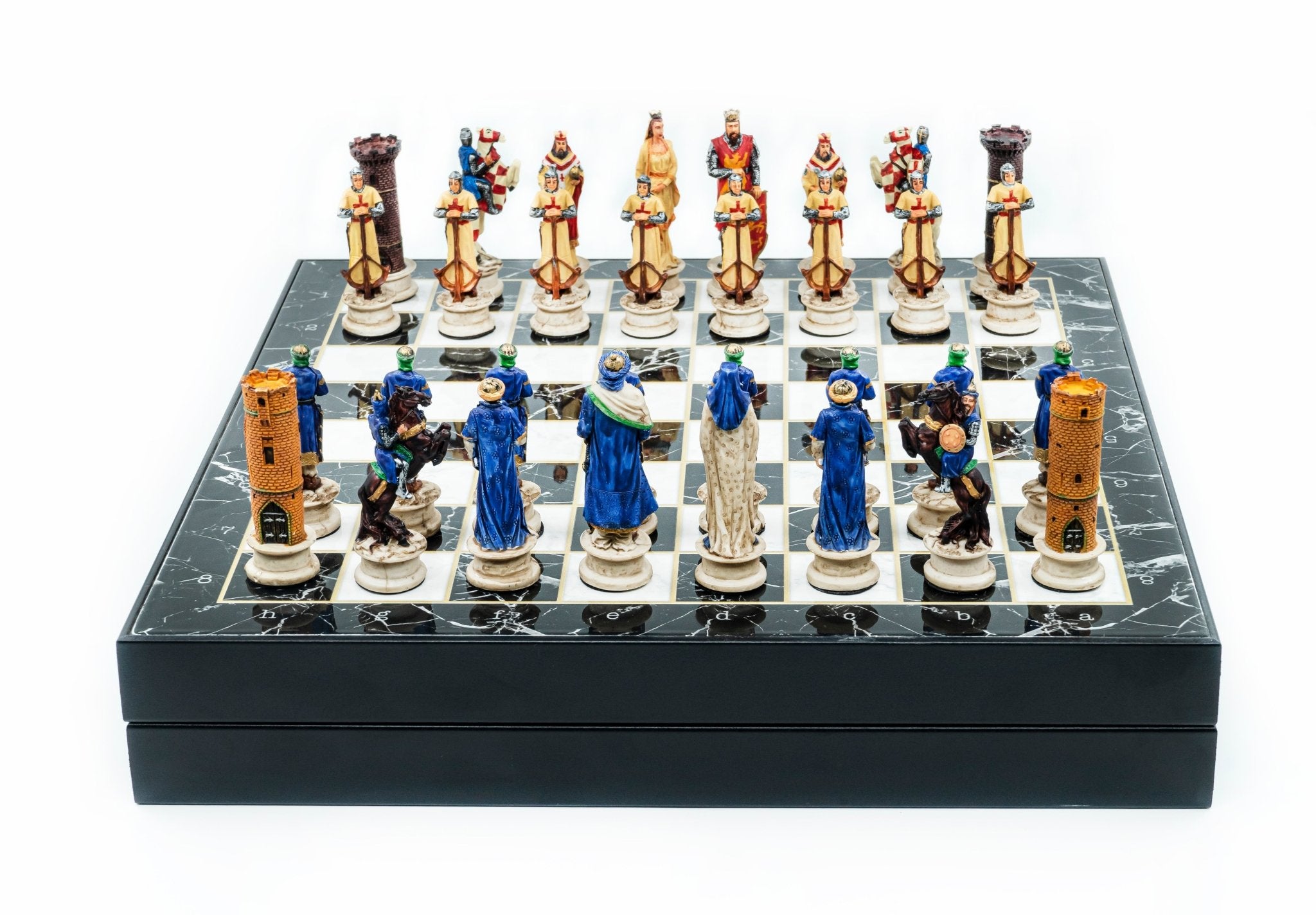 37 CM (15") Storage Chess Set with Hand - painted Figures (Arabs vs Crusaders) - Cooper Chess