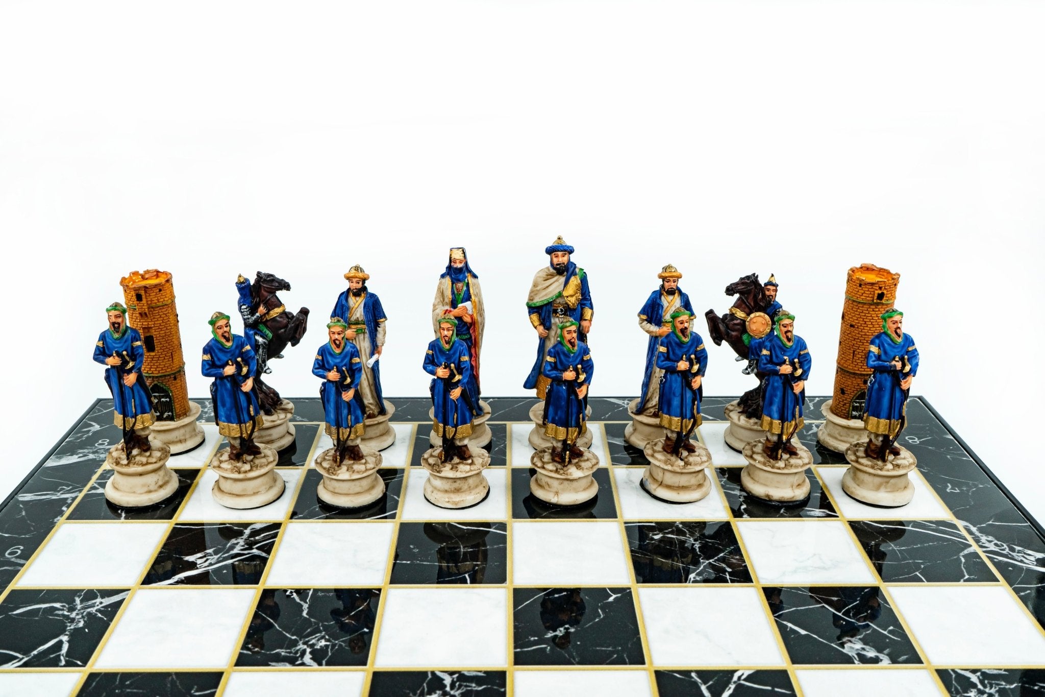 37 CM (15") Storage Chess Set with Hand - painted Figures (Arabs vs Crusaders) - Cooper Chess