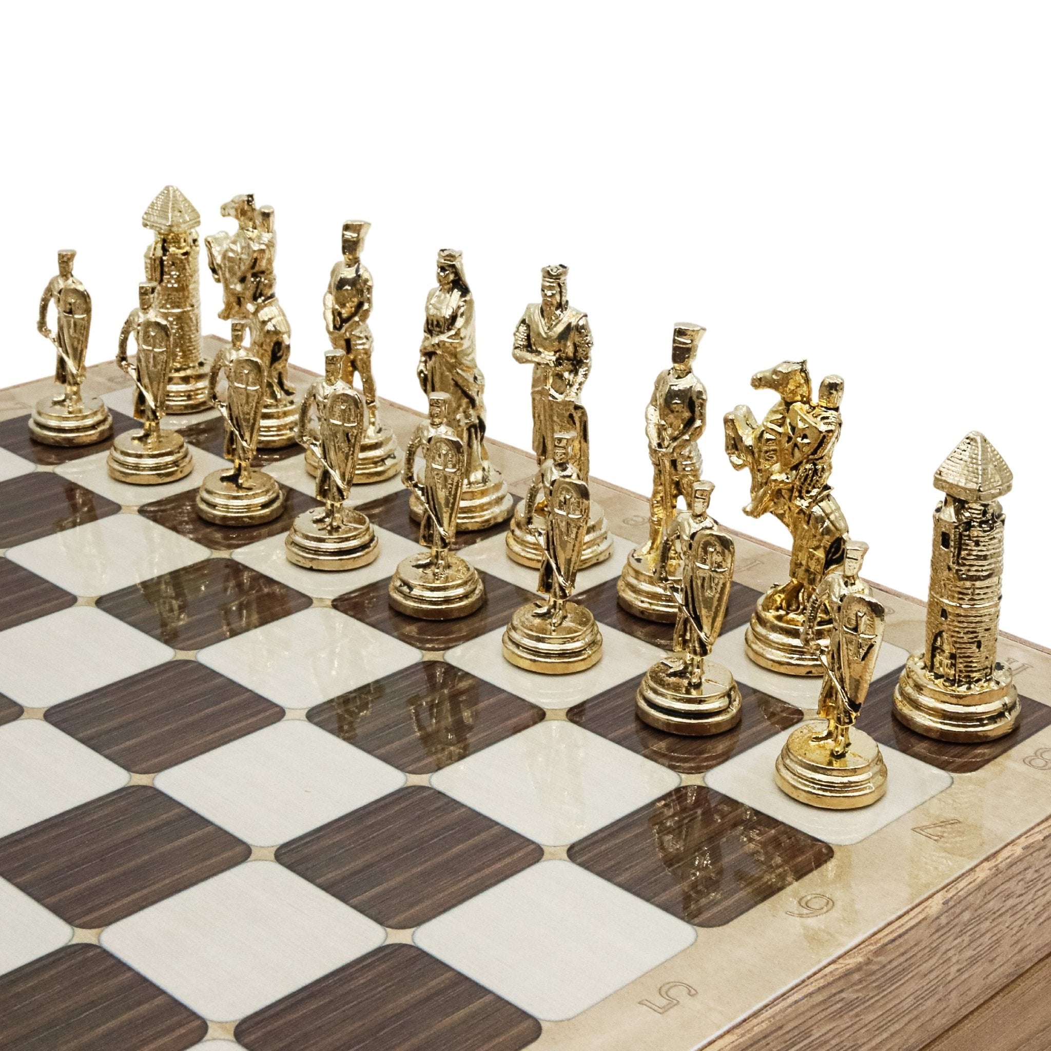 37 CM (15") Storage Chess Set with Die Cast Metal Figures (Crusaders vs Ottoman Empire) - Cooper Chess