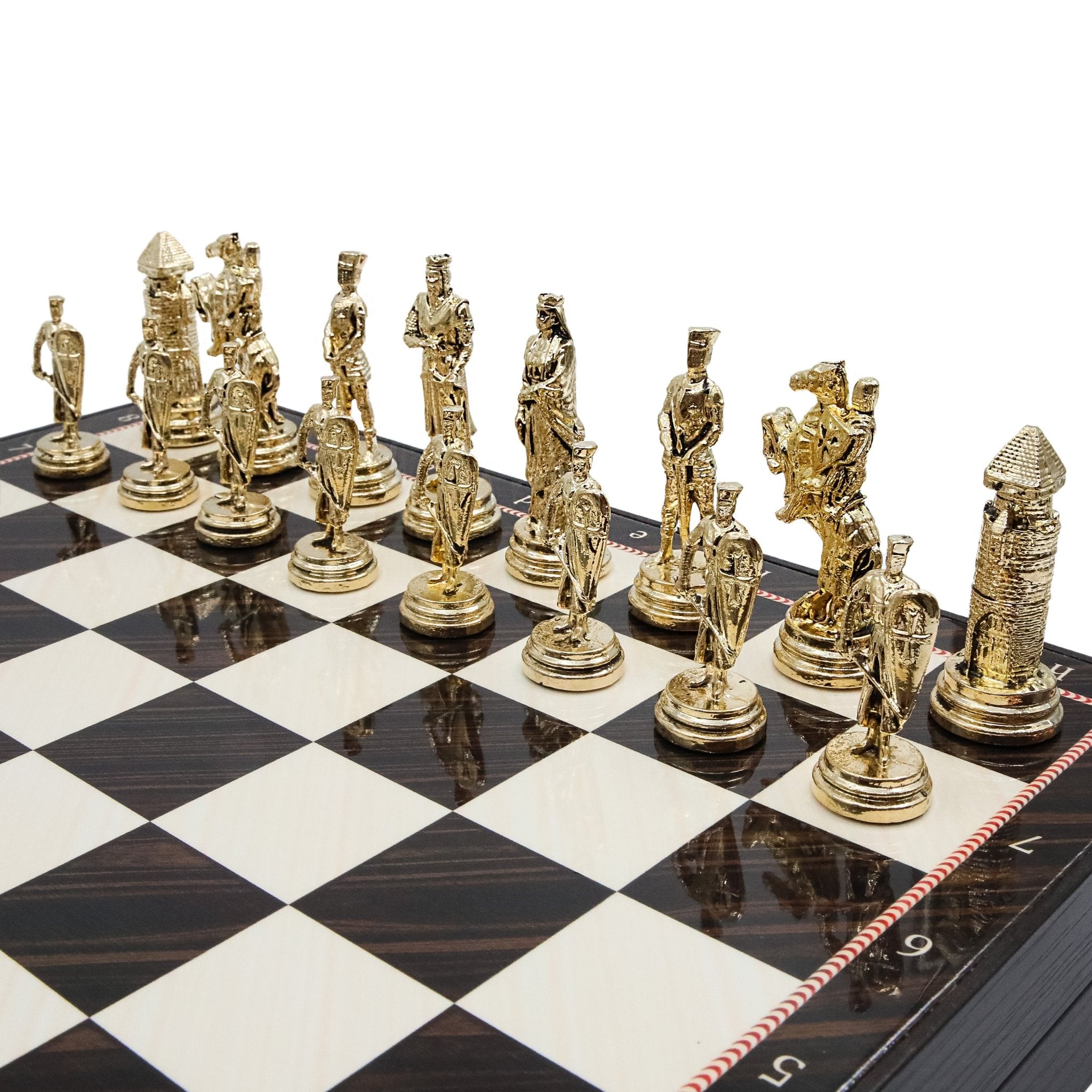 37 CM (15") Storage Chess Set with Die Cast Metal Figures (Crusaders vs Ottoman Empire) - Cooper Chess