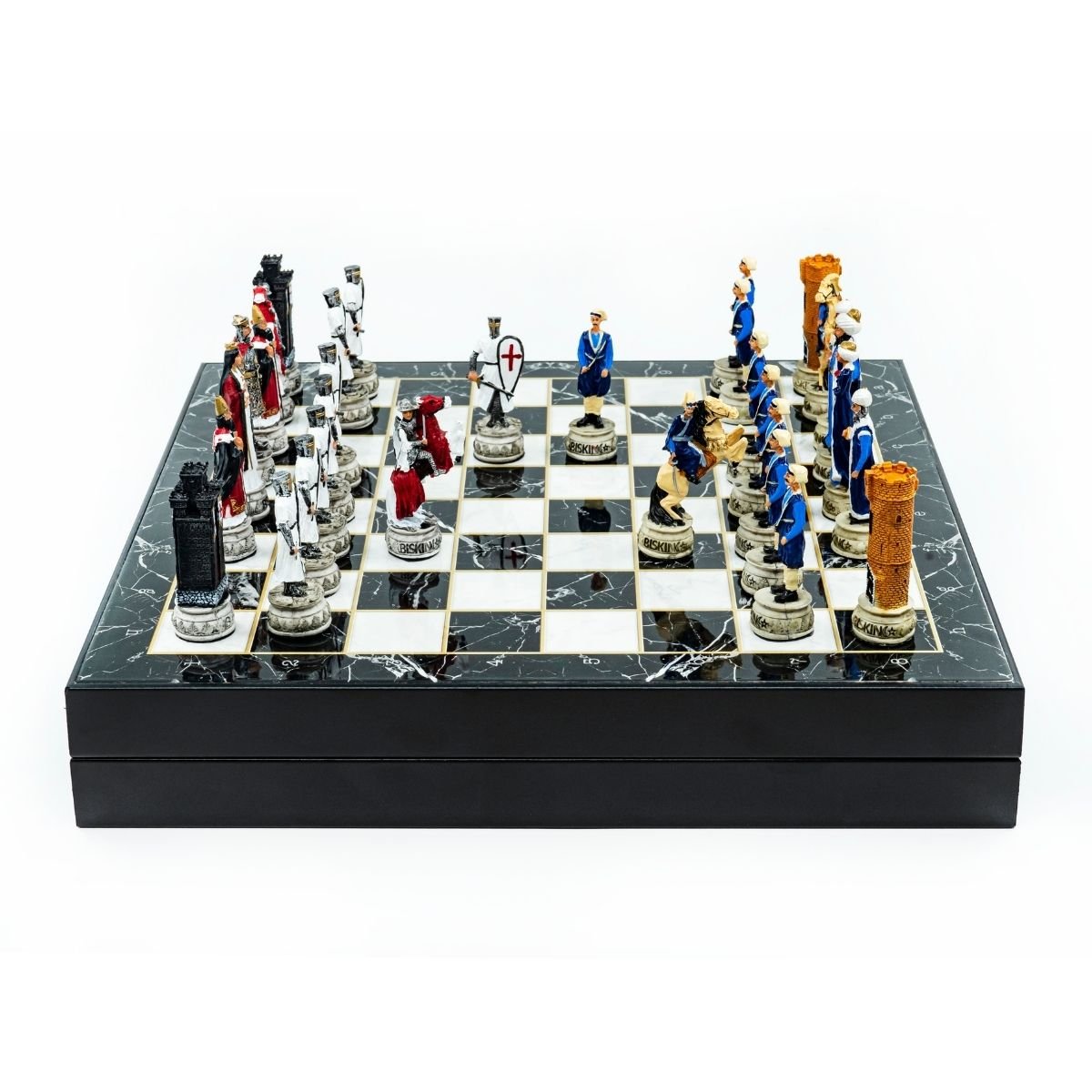 37 CM (15") Storage Chess Set with Hand - painted Figures (Ottoman vs Crusaders) - Model White - Cooper Chess