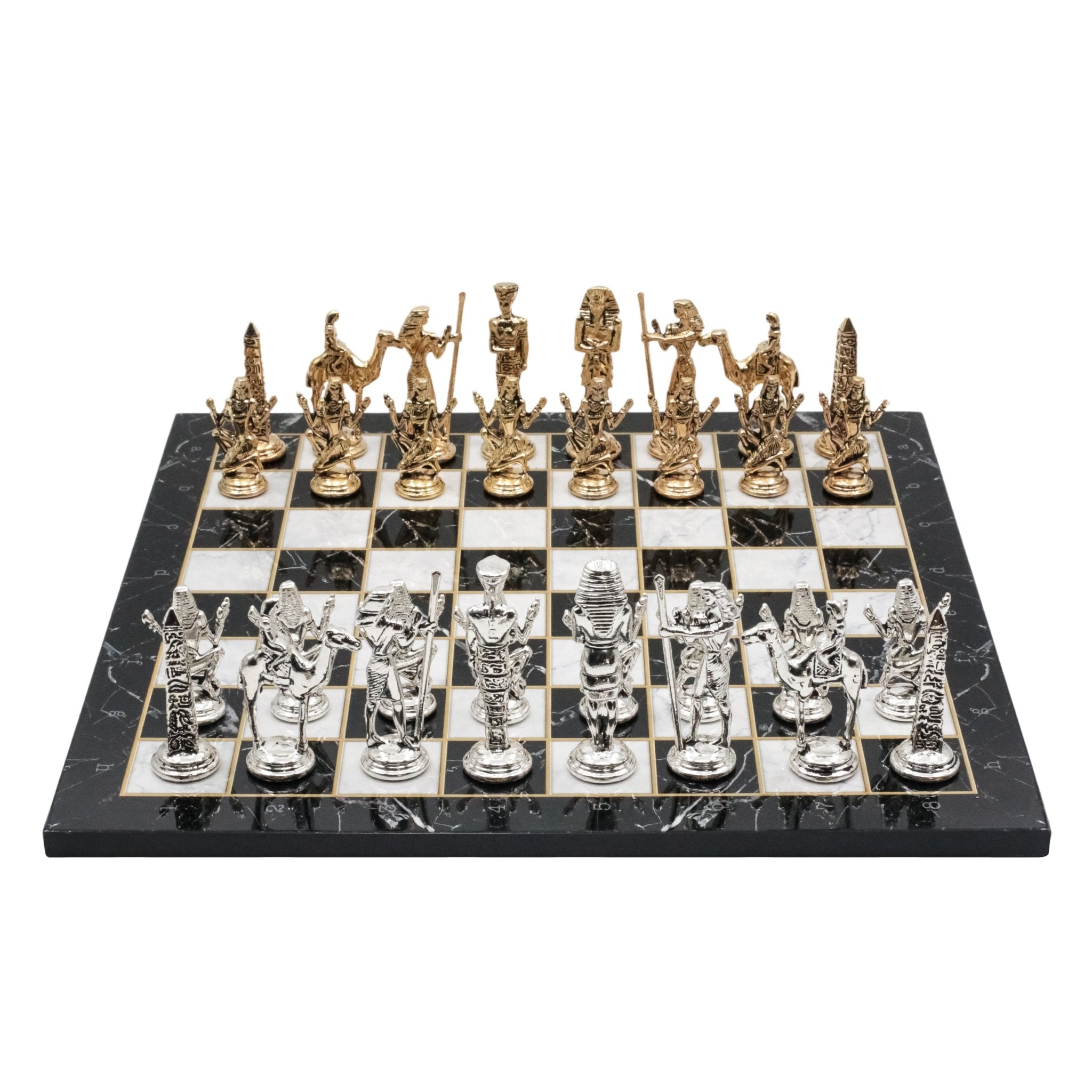 Egypt Cleopatra Metal Chess Set | Wooden Chess Board 37CM (15") - Cooper Chess