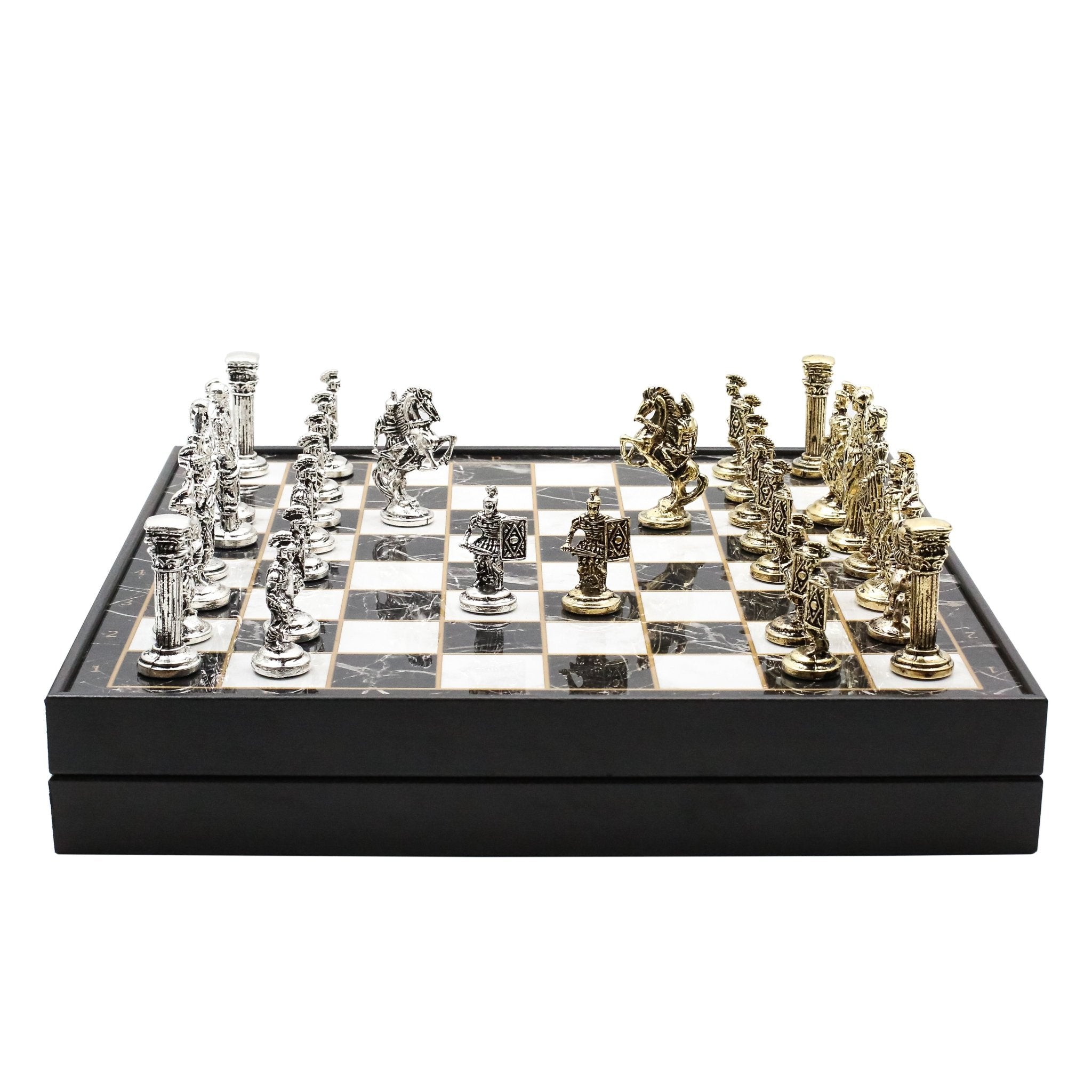 37 CM (15") Storage Chess Set with Die Cast Metal Figures (Roman Caesar) - Cooper Chess