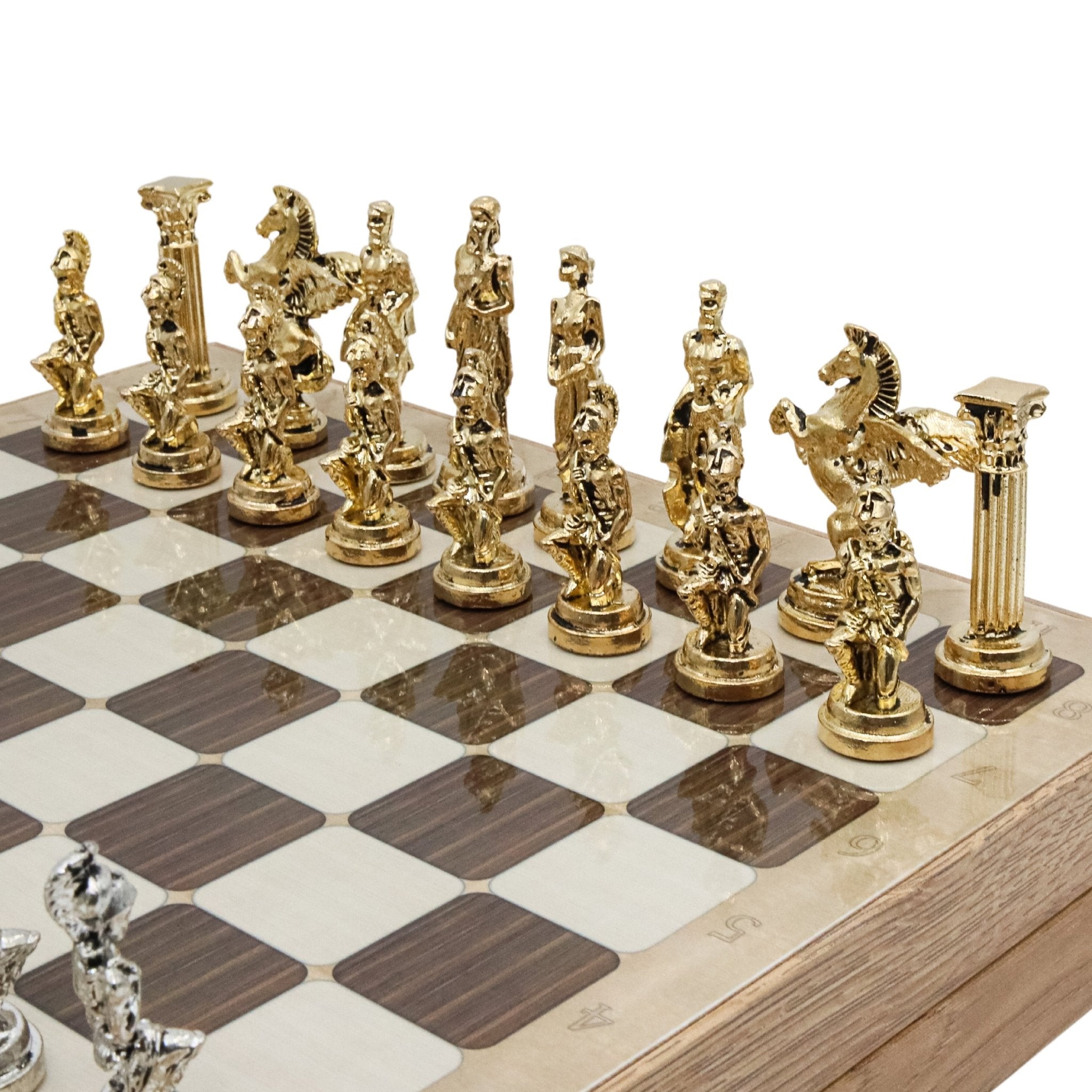 37 CM (15") Storage Chess Set with Die Cast Metal Figures (Mythology Pegasus) - Cooper Chess