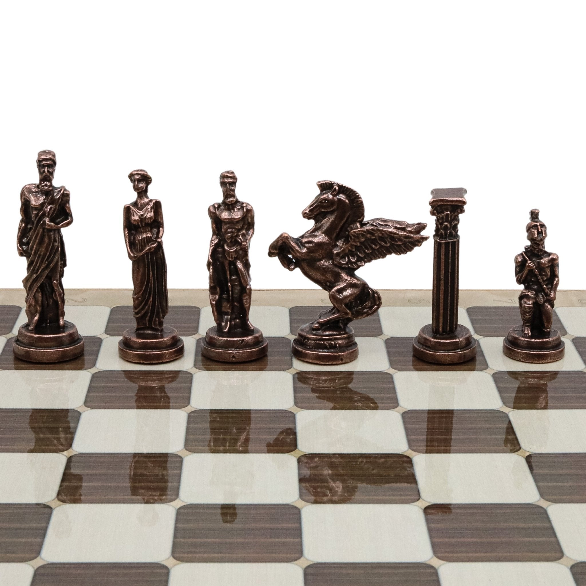 37 CM (15") Storage Chess Set with Die Cast Vintage Metal Figures (Mythology Pegasus) - Cooper Chess