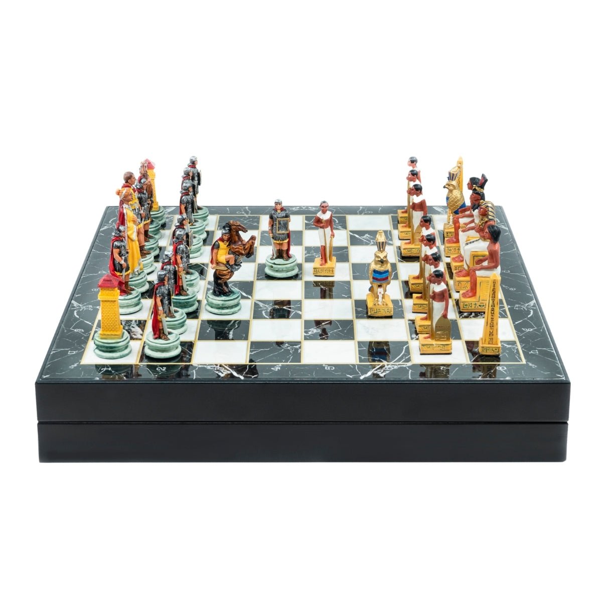 37 CM (15") Storage Chess Set with Hand - painted Figures (Egyptian vs Roman) - Cooper Chess