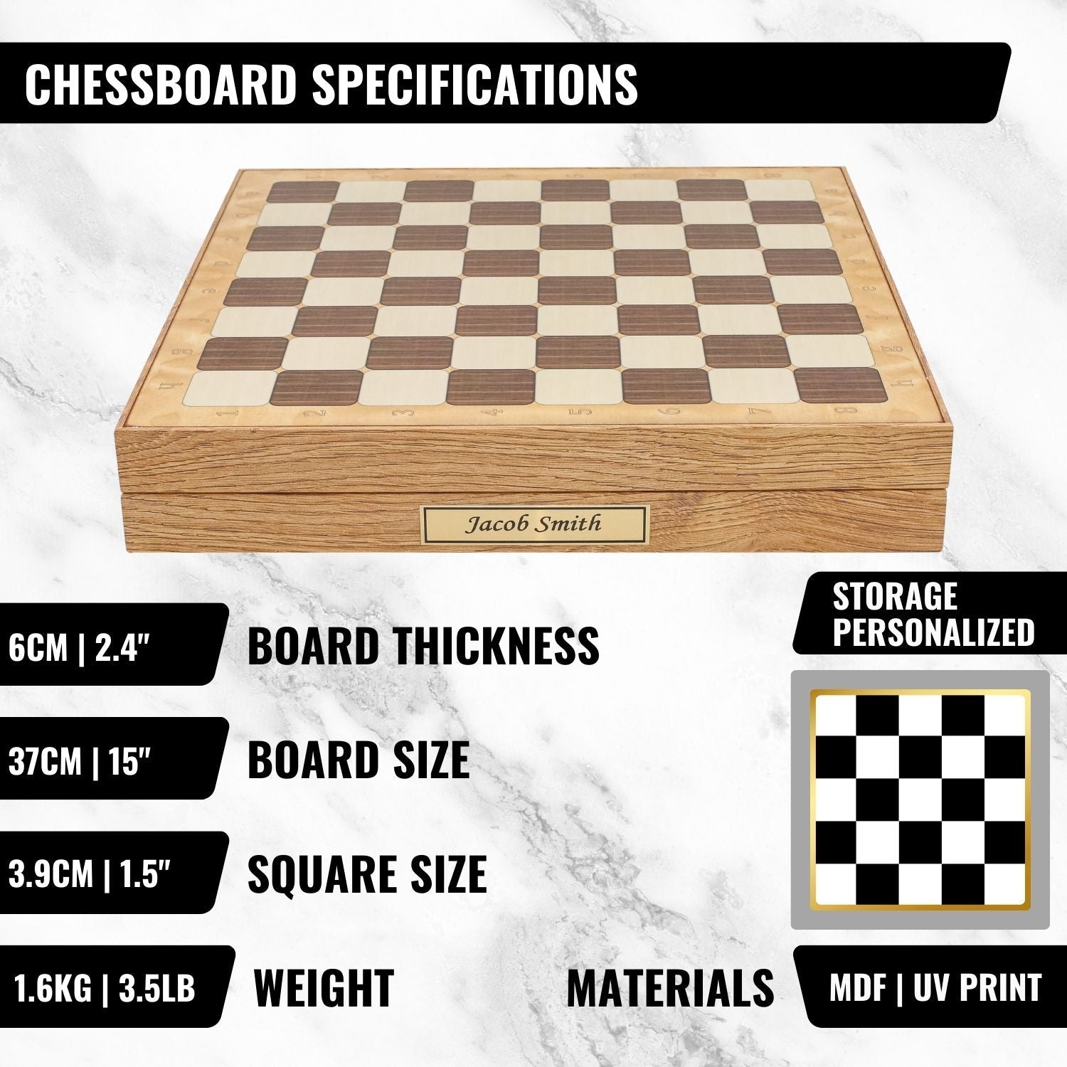 Storage Chess Set 37 CM (15") with Weighted Solid Wood Chessmen (German Staunton) - Cooper Chess