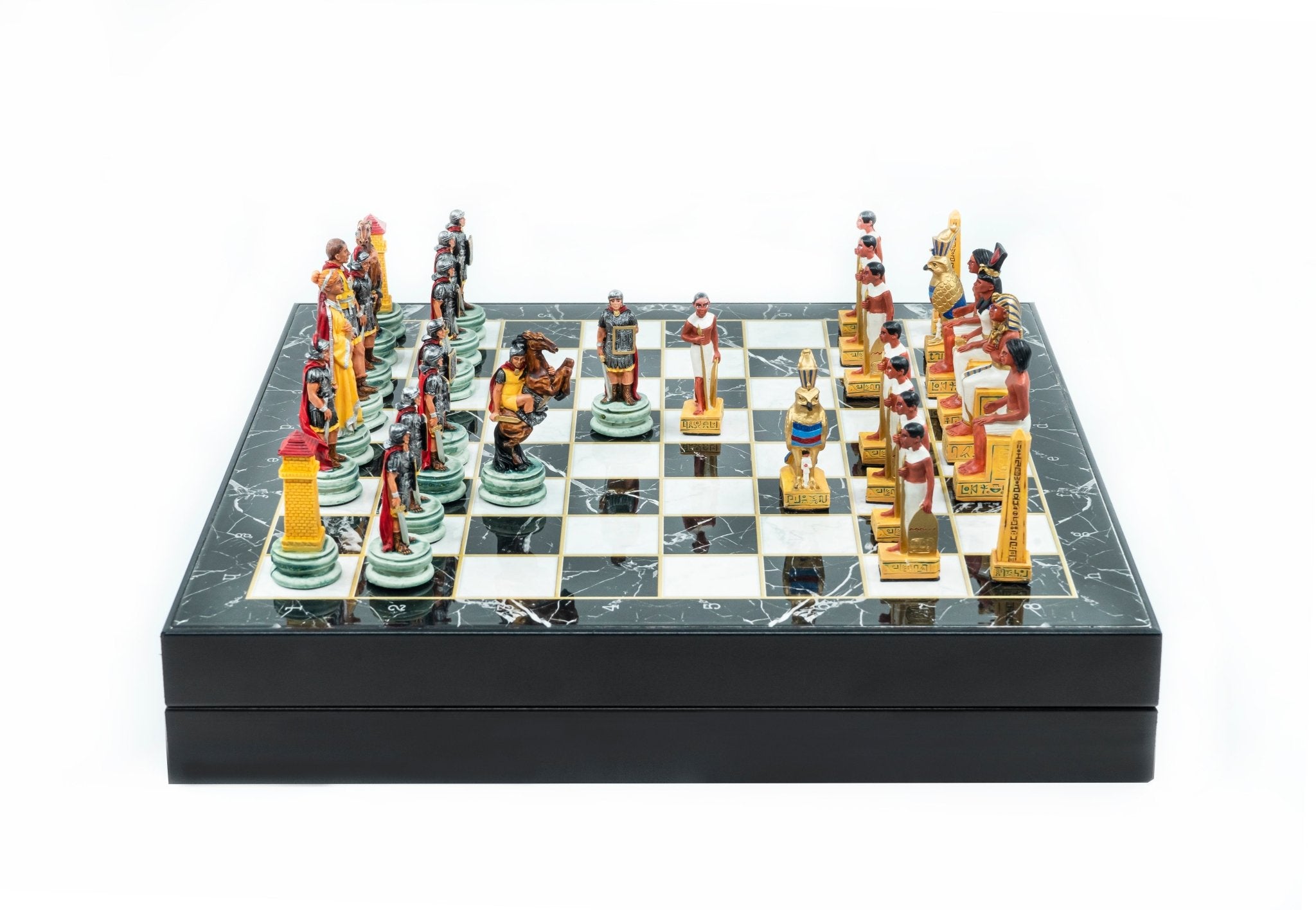 37 CM (15") Storage Chess Set with Hand - painted Figures (Egyptian vs Roman) - Cooper Chess