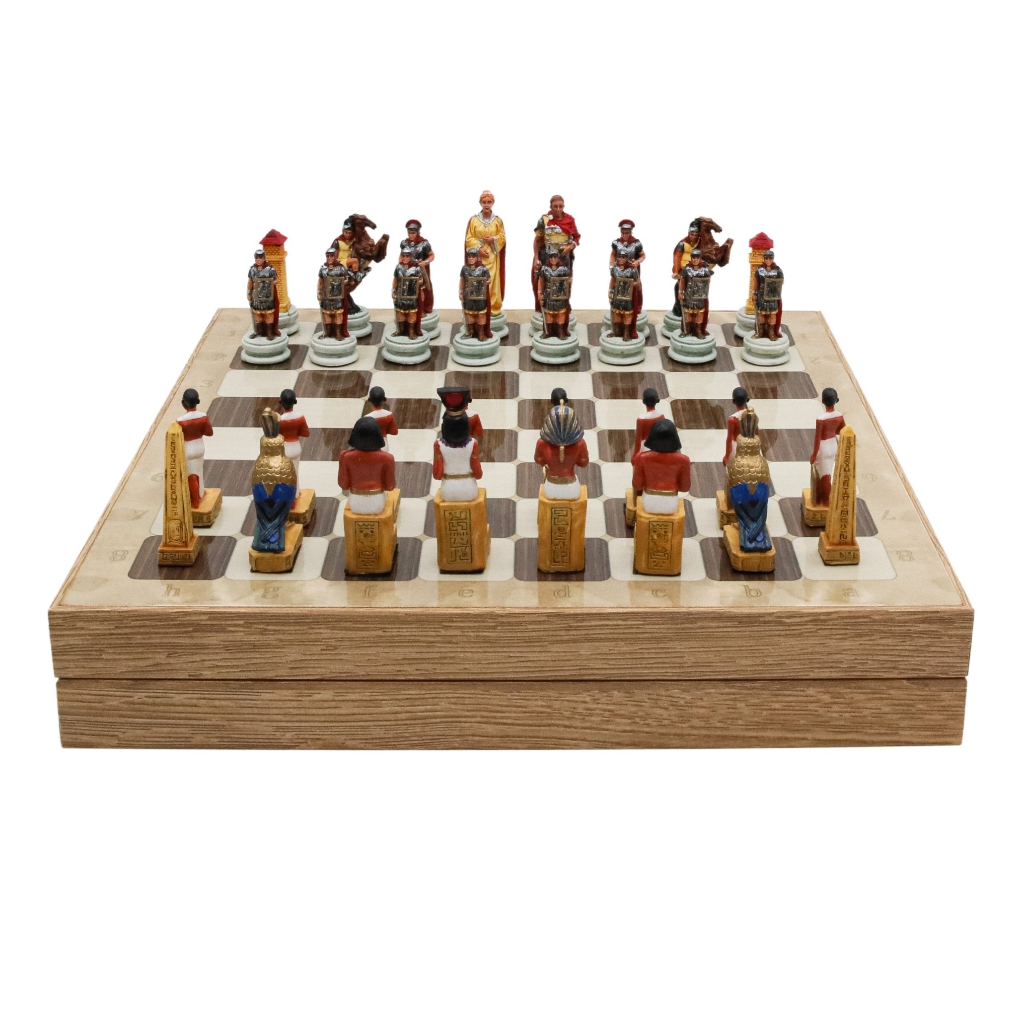 37 CM (15") Storage Chess Set with Hand - painted Figures (Egyptian vs Roman) - Cooper Chess