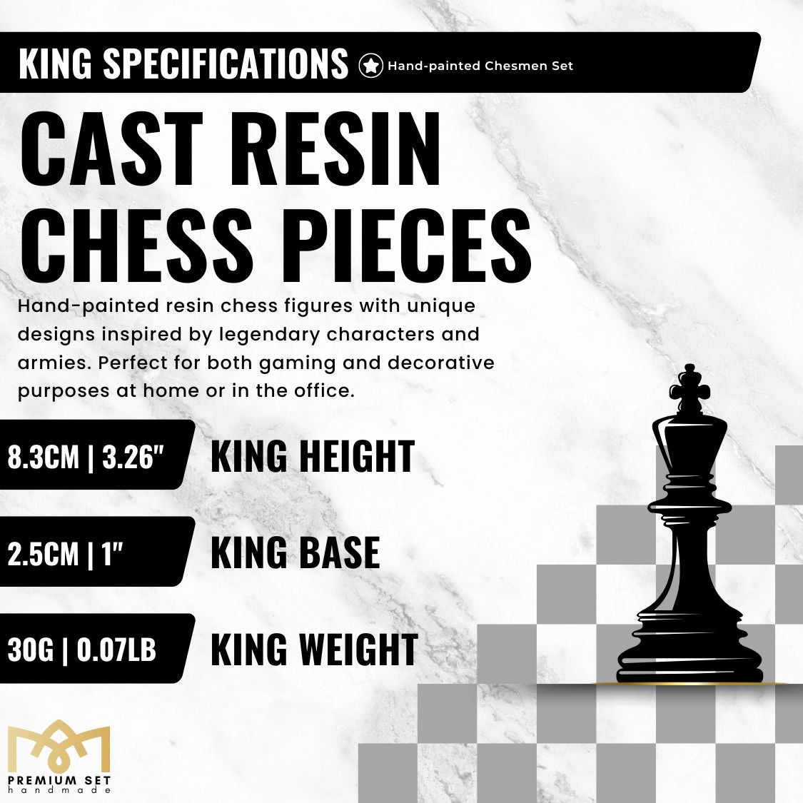 37 CM (15") Storage Chess Set with Hand - painted Figures (Camelot King Arthur) - Cooper Chess