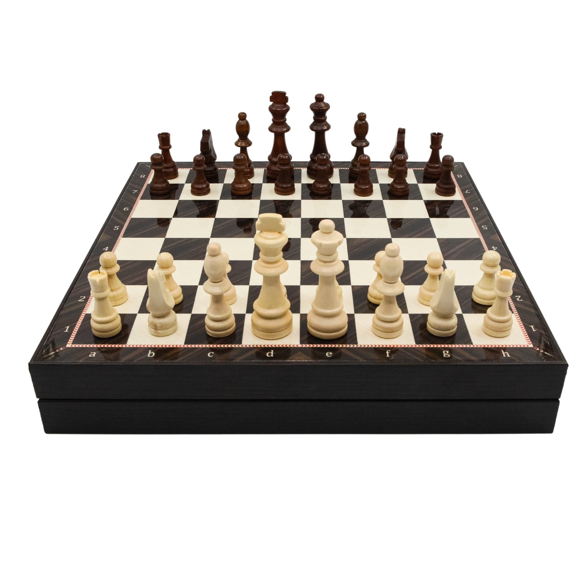 Wooden Storage Chess Set, Checkers, Draughts | 3in1 Game Set | 14 INCH (36CM) | Walnut Colour - Cooper Chess