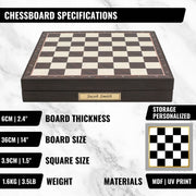 Wooden Storage Chess Set, Checkers, Draughts | 3in1 Game Set | 14 INCH (36CM) | Walnut Colour - Cooper Chess