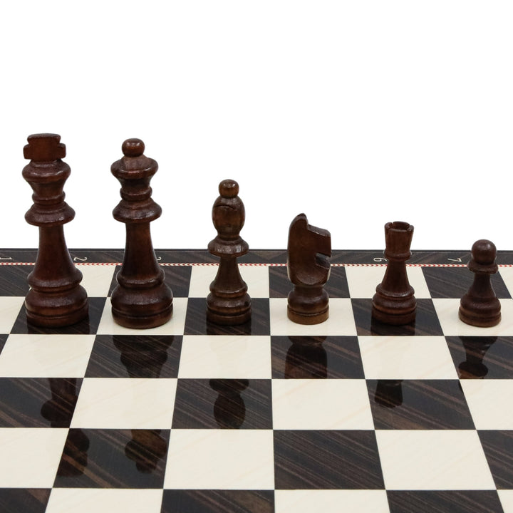 Wooden Storage Chess Set, Checkers, Draughts | 3in1 Game Set | 14 INCH (36CM) | Walnut Colour - Cooper Chess