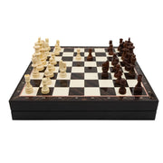 Wooden Storage Chess Set, Checkers, Draughts | 3in1 Game Set | 14 INCH (36CM) | Walnut Colour - Cooper Chess