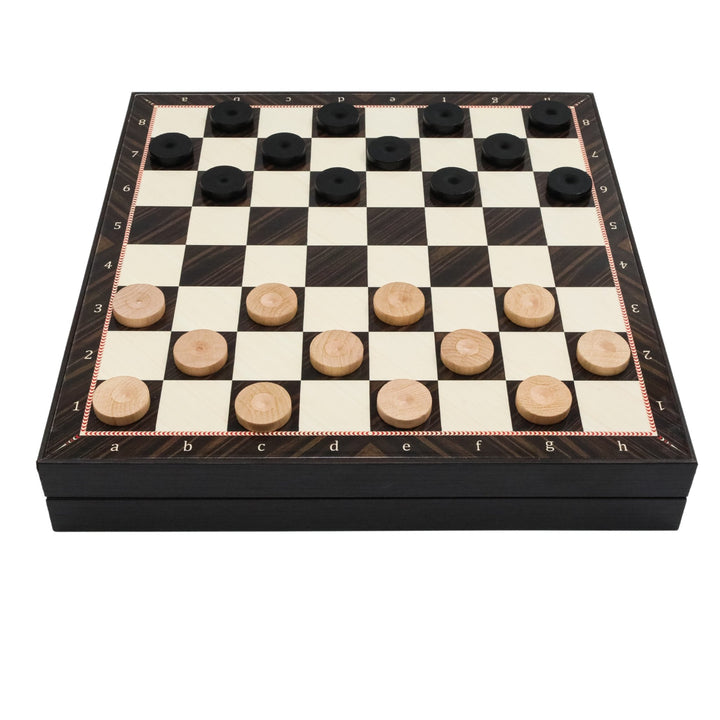 Wooden Storage Chess Set, Checkers, Draughts | 3in1 Game Set | 14 INCH (36CM) | Walnut Colour - Cooper Chess