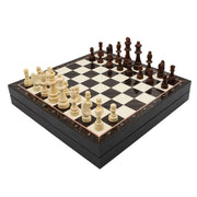 Wooden Storage Chess Set, Checkers, Draughts | 3in1 Game Set | 14 INCH (36CM) | Walnut Colour - Cooper Chess
