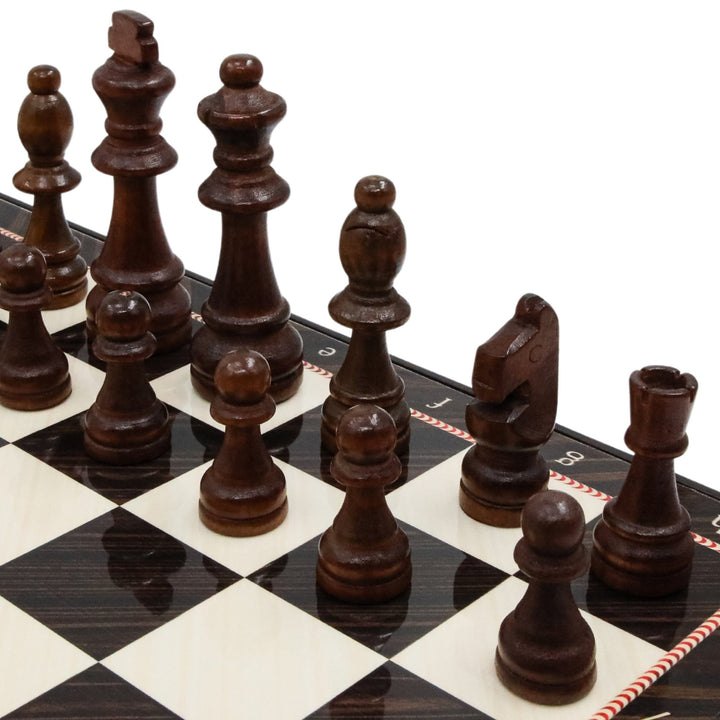 Wooden Storage Chess Set, Checkers, Draughts | 3in1 Game Set | 14 INCH (36CM) | Walnut Colour - Cooper Chess