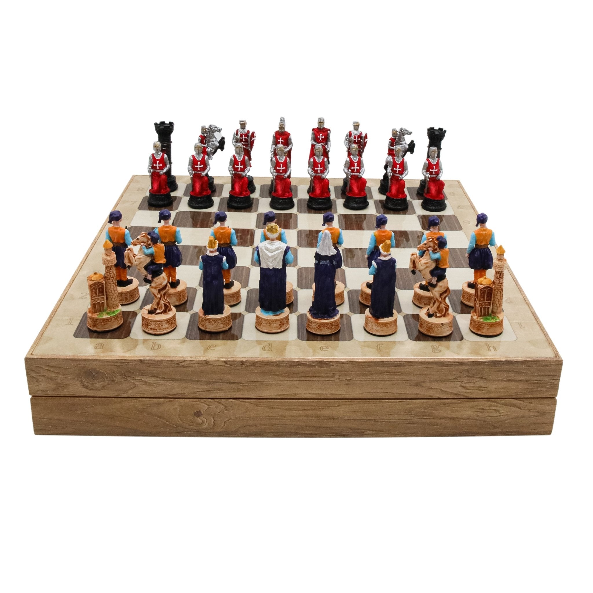 Storage Chess Set with Hand - painted Ottoman Empire vs Crusaders Figures (Black Colour) | 37 CM (15") Storage Chess Board | Ottoman & Crusaders Themed Figures - Cooper Chess