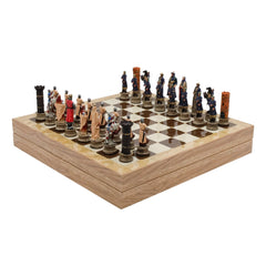 Storage Chess Set with Hand - painted Arabs King Saladin vs Crusaders Figures | 37 CM (15") Storage Chess Board | Arabs & Crusaders Themed Figures - Cooper Chess