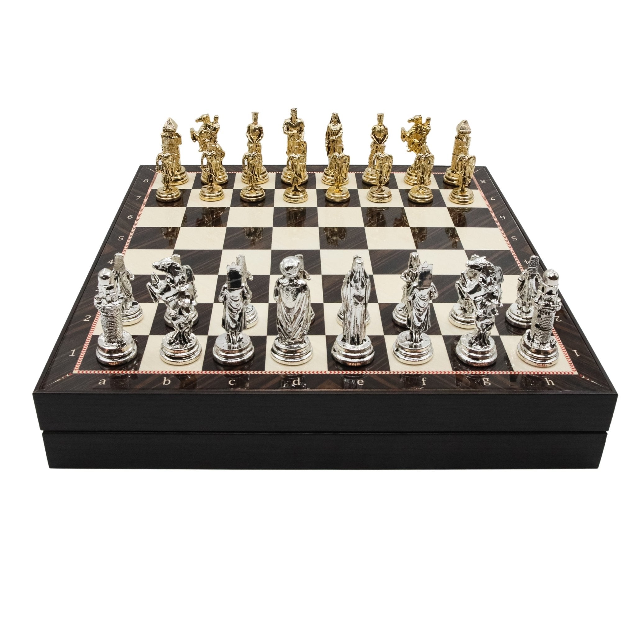 Storage Chess Set with Die Cast Metal Crusaders vs Ottoman Empire Chessmen | 37 CM (15") Storage Chess Board | Historical Themed Figures - Cooper Chess