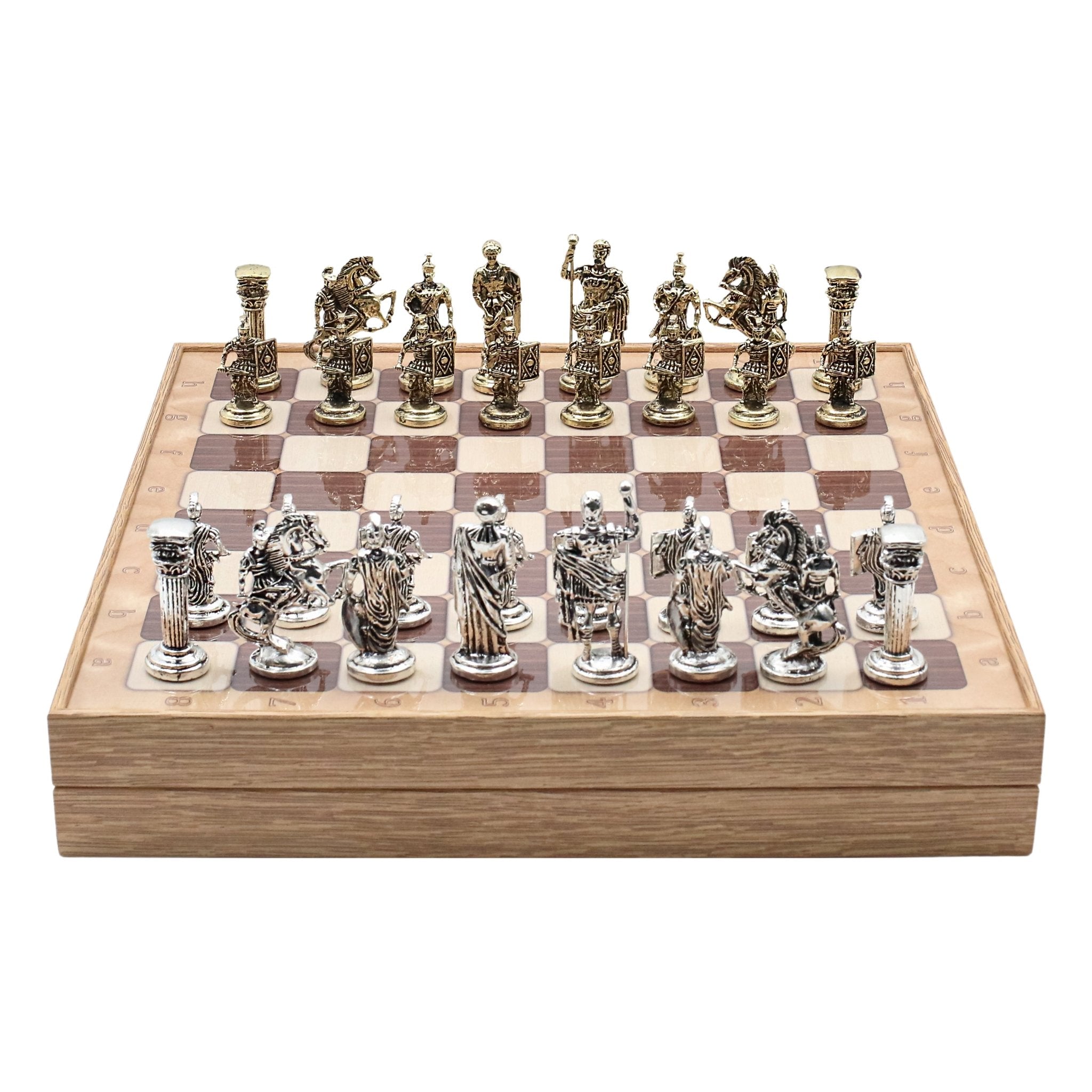 37 CM (15") Storage Chess Set with Die Cast Metal Figures (Roman Caesar) - Cooper Chess