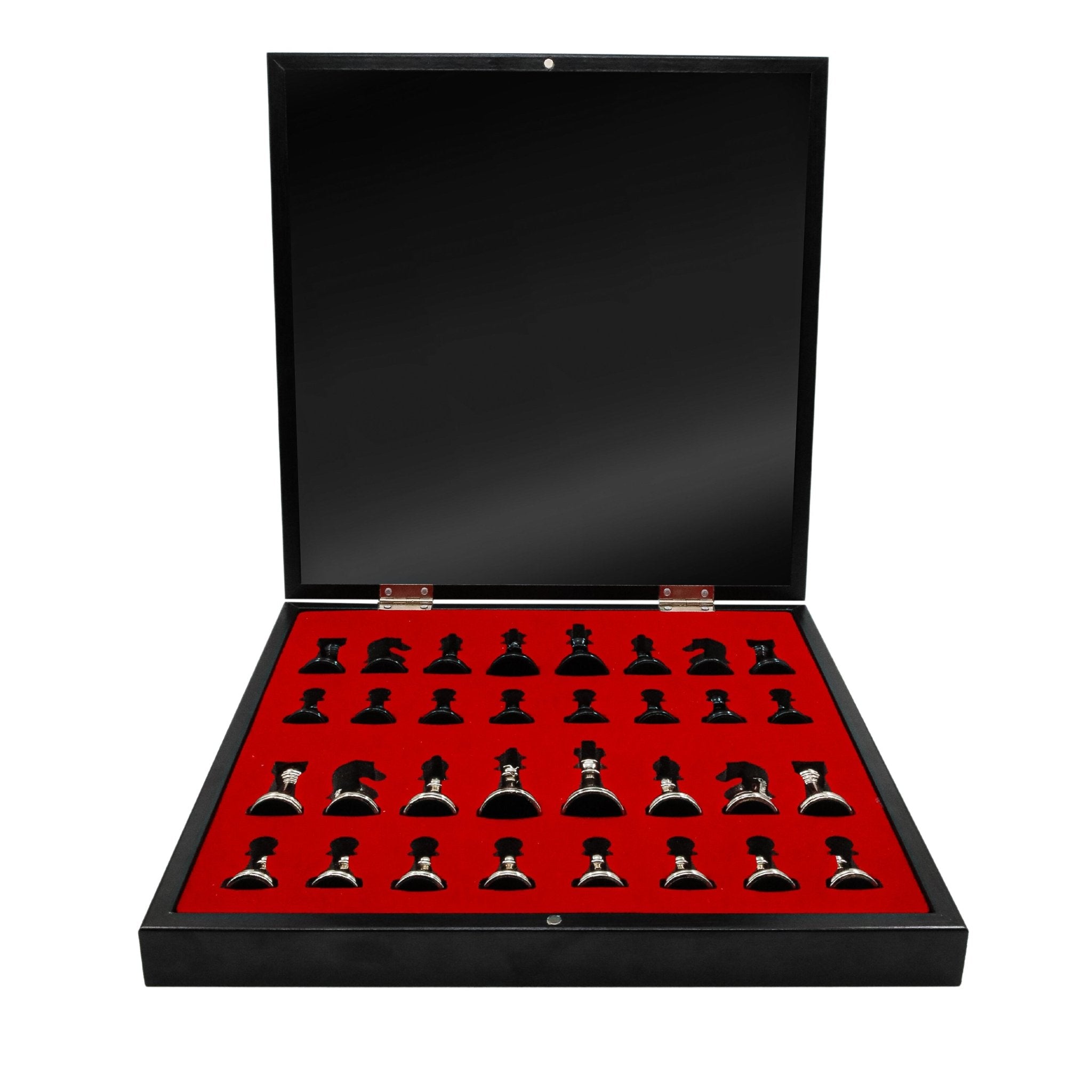 Storage Chess Set with Metal Weighted Staunton Figures (Black vs Silver) | 37 CM (15") Storage Chess Board | Classic Metal Figures - Cooper Chess