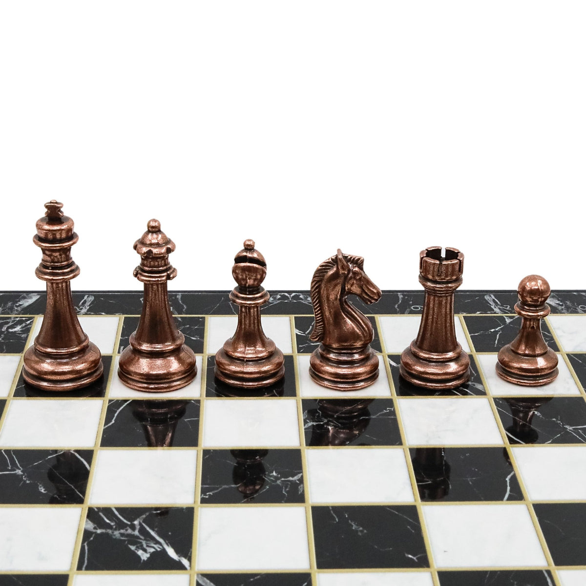 30 CM (12") Storage Chess Set with Metal Weighted Staunton Figures (Bronze vs Silver) - Cooper Chess