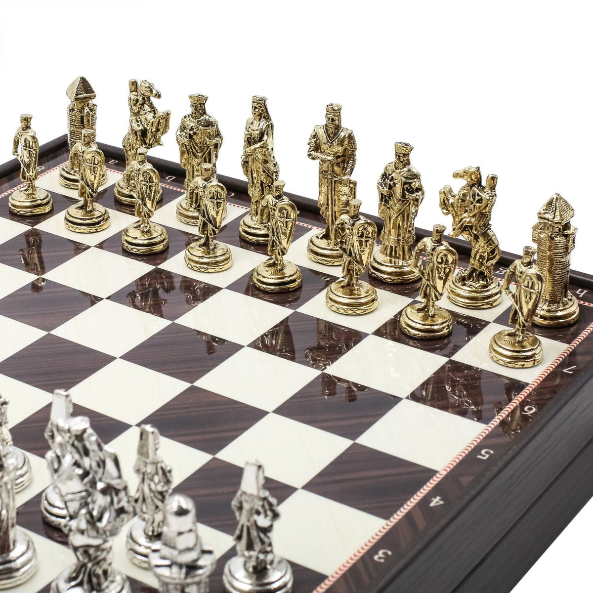 30 CM (12") Storage Chess Set with Die Cast Metal Figures (Ottoman vs Crusaders) - Cooper Chess