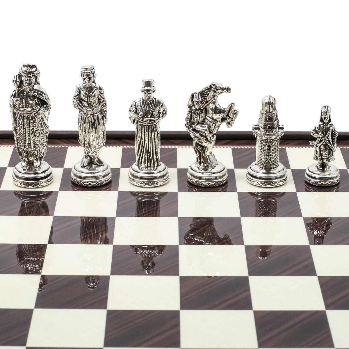 30 CM (12") Storage Chess Set with Die Cast Metal Figures (Ottoman vs Crusaders) - Cooper Chess