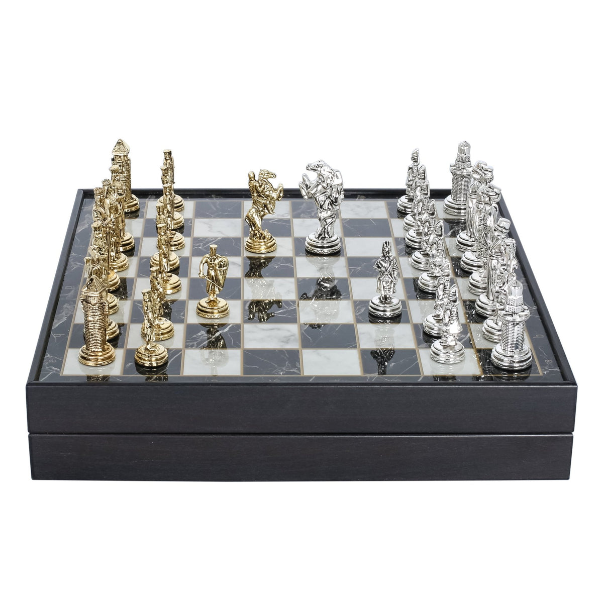 30 CM (12") Storage Chess Set with Die Cast Metal Figures (Ottoman vs Crusaders) - Cooper Chess
