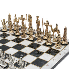 Egypt Cleopatra Chess Set | Wooden Chess Board 37CM (15") with Die Cast Metal Chessmen - Cooper Chess