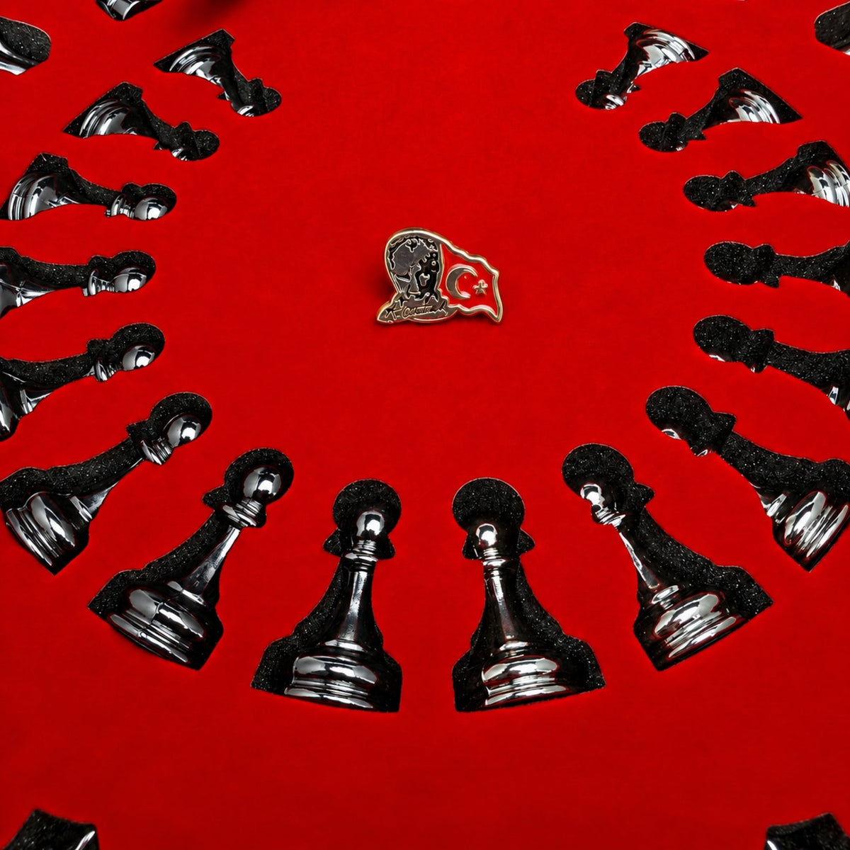 Atatürk Special Collection Chess Set 37 CM (15") | Metal Weighted Staunton Figures w/ Extra Figures & Lapel Pin - Cooper Chess