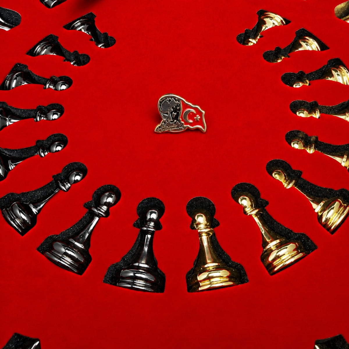 Atatürk Special Collection Chess Set 37 CM (15") | Metal Weighted Staunton Figures w/ Extra Figures & Lapel Pin - Cooper Chess
