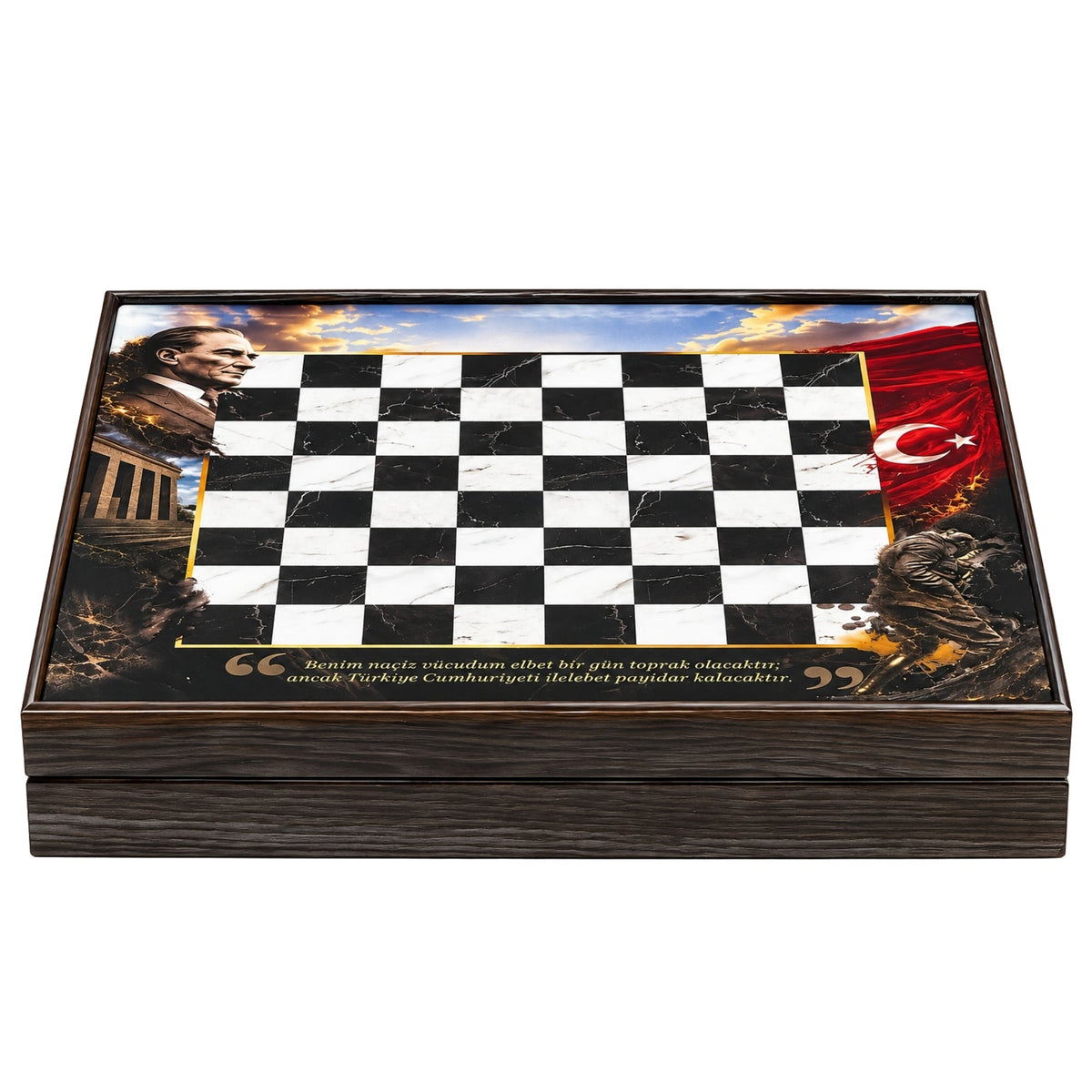 Atatürk Special Collection Chess Set 37 CM (15") | Metal Weighted Staunton Figures w/ Extra Figures & Lapel Pin - Cooper Chess