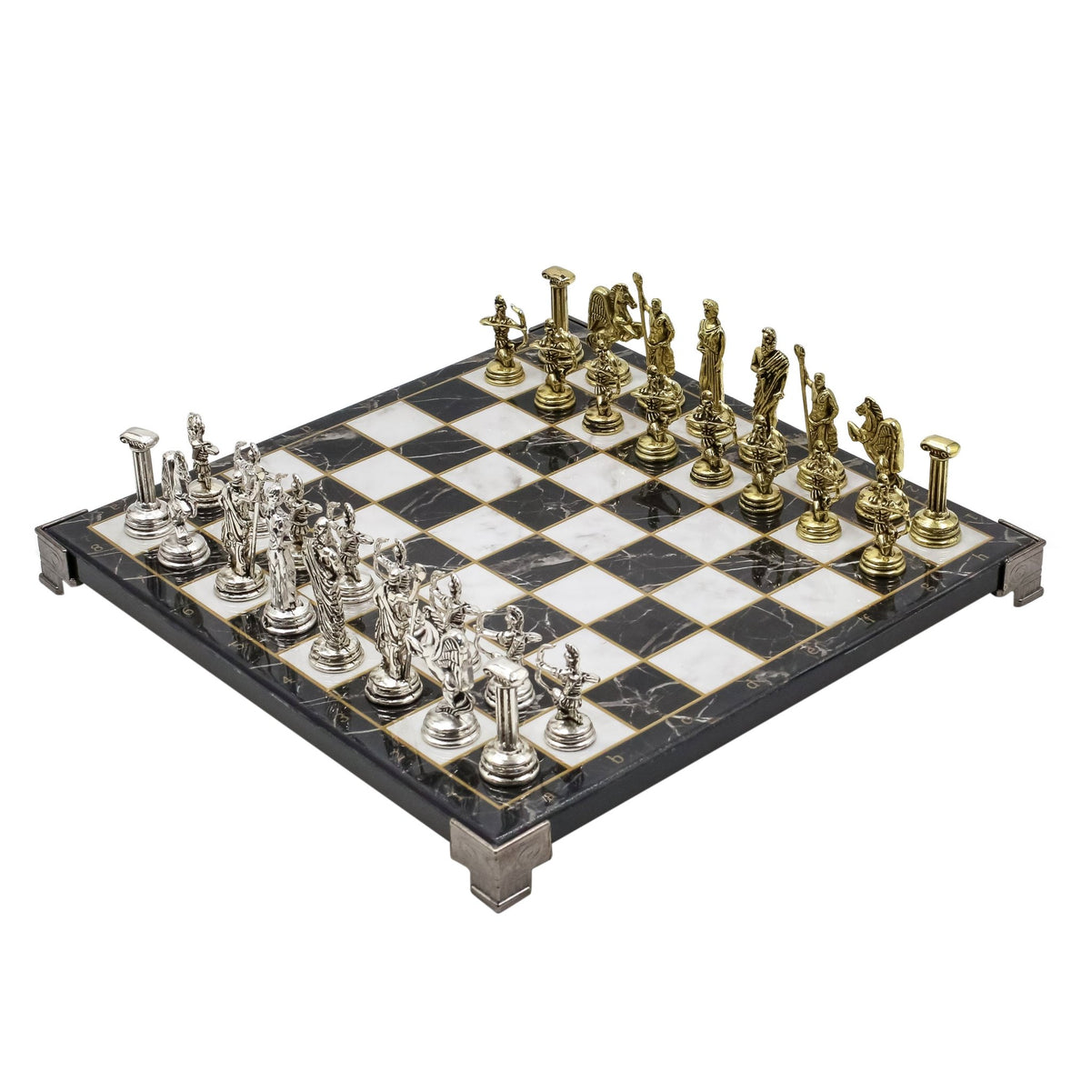Greek Mythology Archer Metal Chess Set | Chess Board w/ Metal Legs 25CM (10") - Cooper Chess