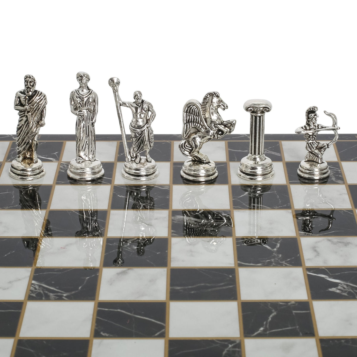 Greek Mythology Archer Metal Chess Set | Chess Board w/ Metal Legs 25CM (10") - Cooper Chess