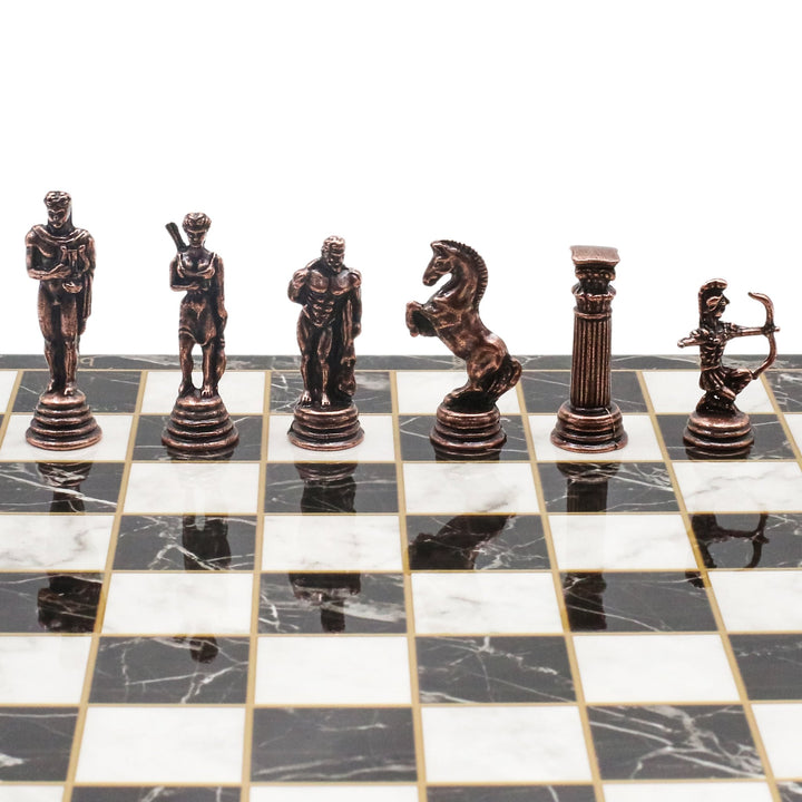 Greek Mythology Archer Vintage Chess Set | Chess Board w/ Metal Legs 30CM (12") - Cooper Chess