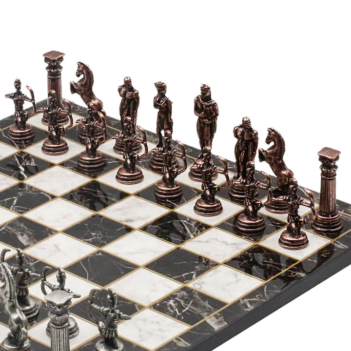 Greek Mythology Archer Vintage Chess Set | Chess Board w/ Metal Legs 30CM (12") - Cooper Chess