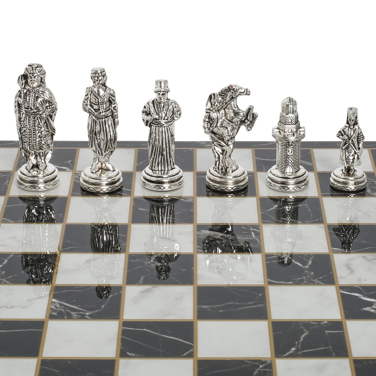 Ottoman Empire vs Byzantine Metal Chess Set | Chess Board w/ Metal Legs 30CM (12") - Cooper Chess