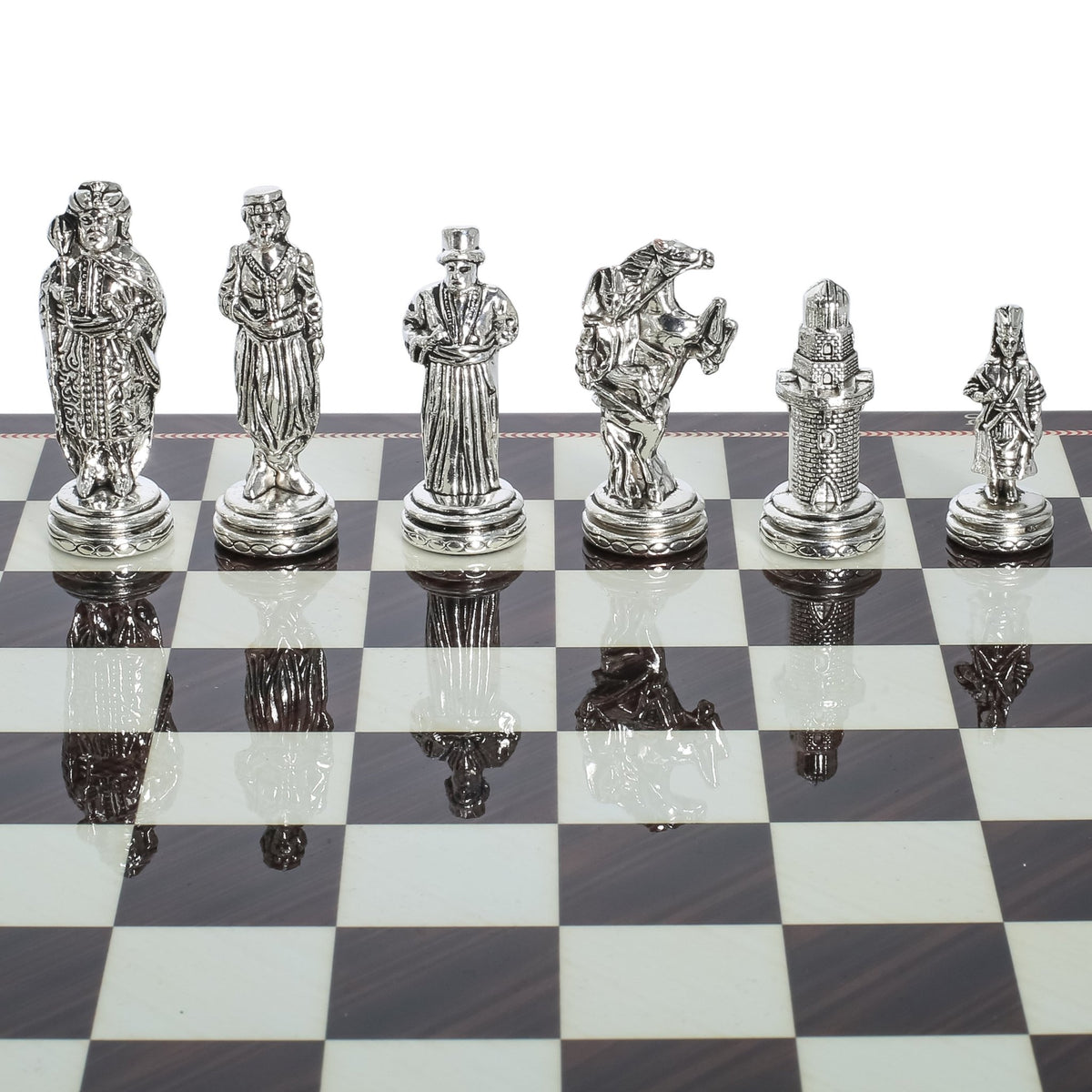 Ottoman Empire vs Byzantine Metal Chess Set | Chess Board w/ Metal Legs 30CM (12") - Cooper Chess
