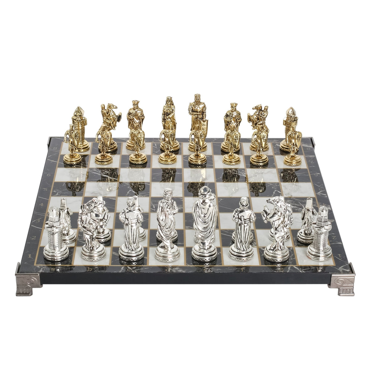 Ottoman Empire vs Byzantine Metal Chess Set | Chess Board w/ Metal Legs 30CM (12") - Cooper Chess