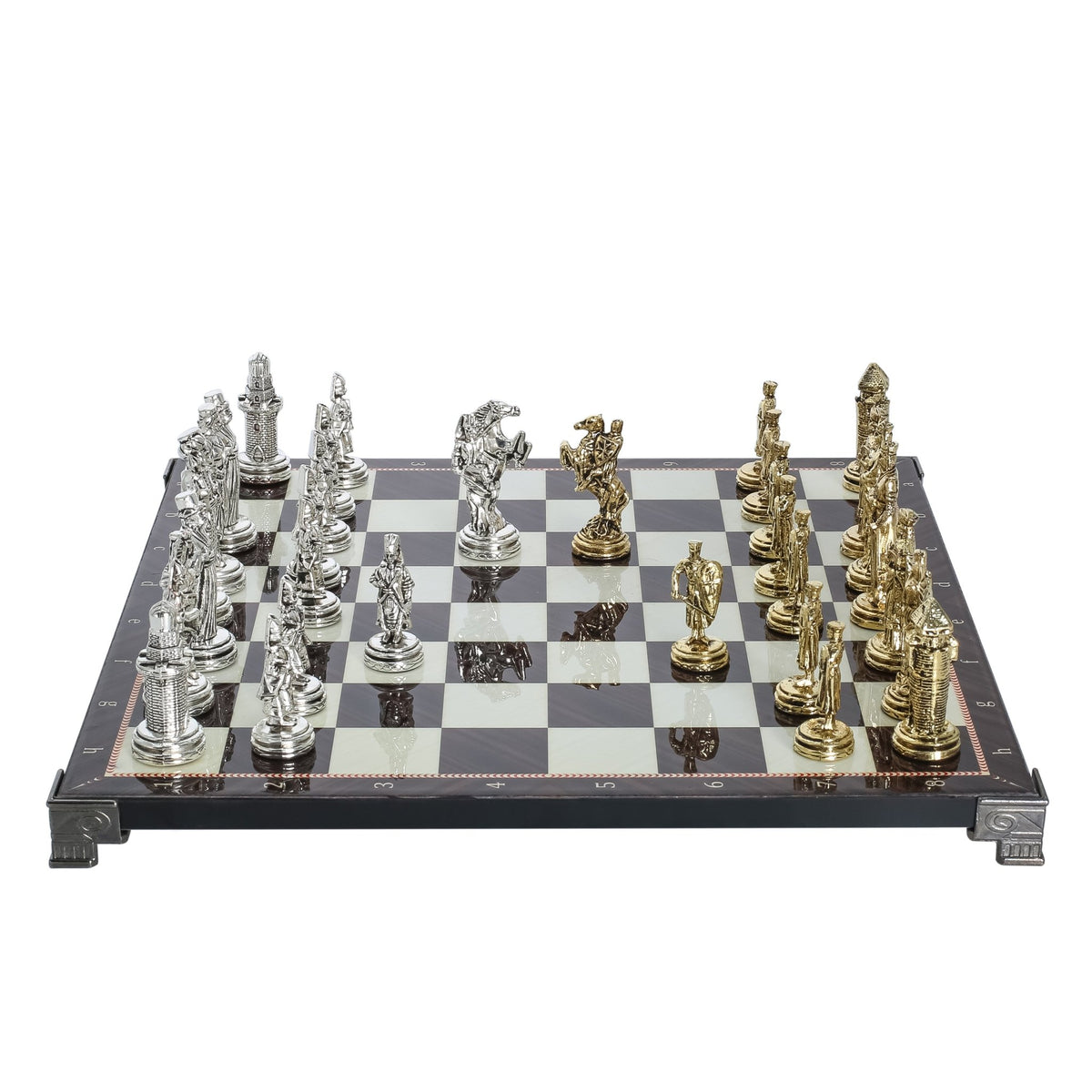 Ottoman Empire vs Byzantine Metal Chess Set | Chess Board w/ Metal Legs 30CM (12") - Cooper Chess