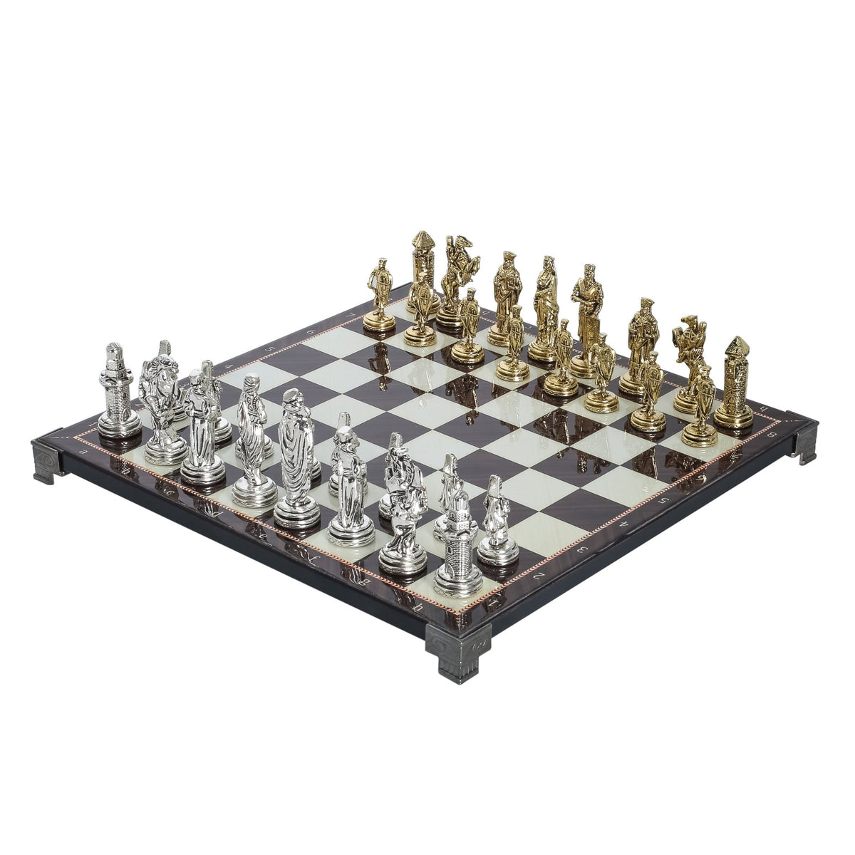 Ottoman Empire vs Byzantine Metal Chess Set | Chess Board w/ Metal Legs 30CM (12") - Cooper Chess