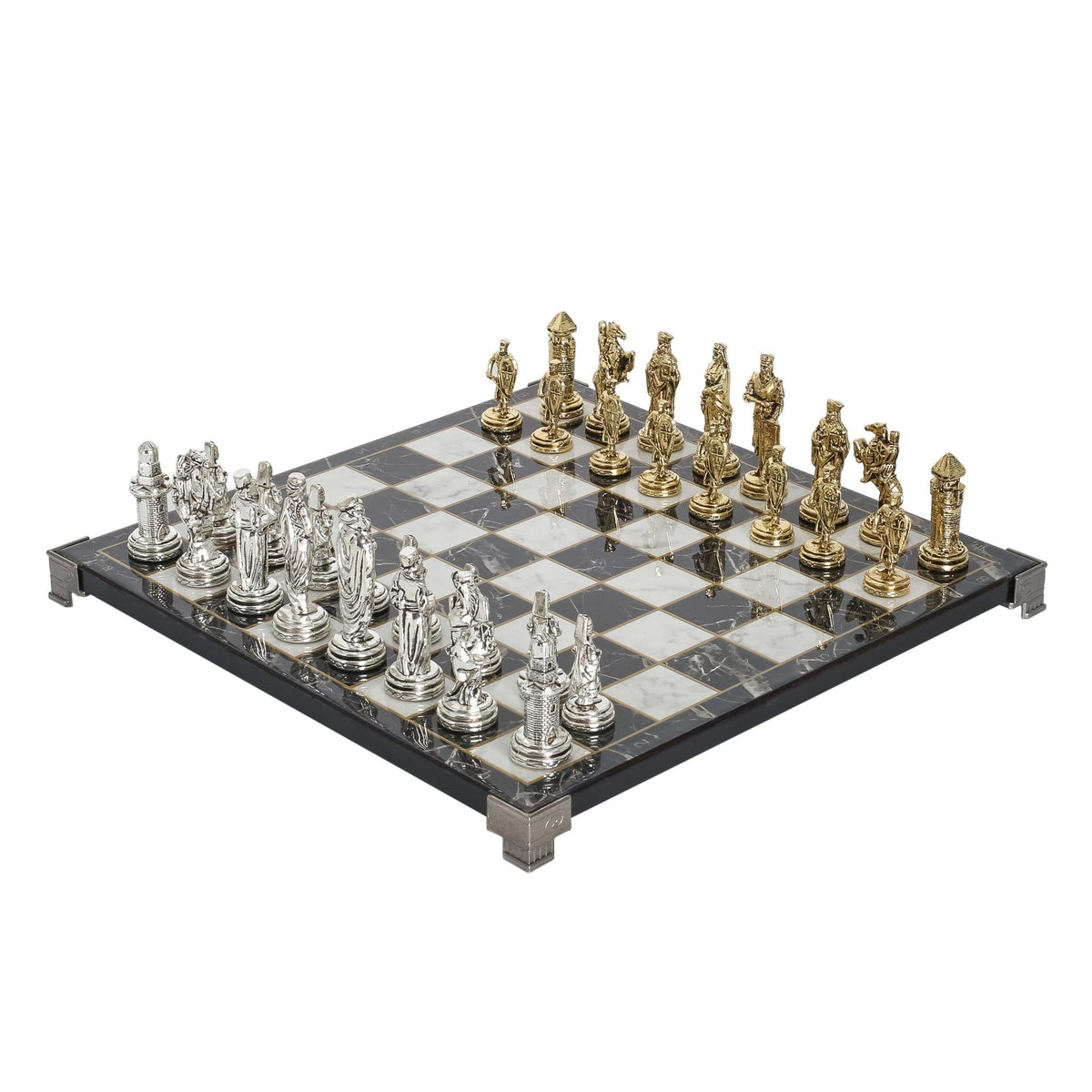Ottoman Empire vs Byzantine Metal Chess Set | Chess Board w/ Metal Legs 30CM (12") - Cooper Chess