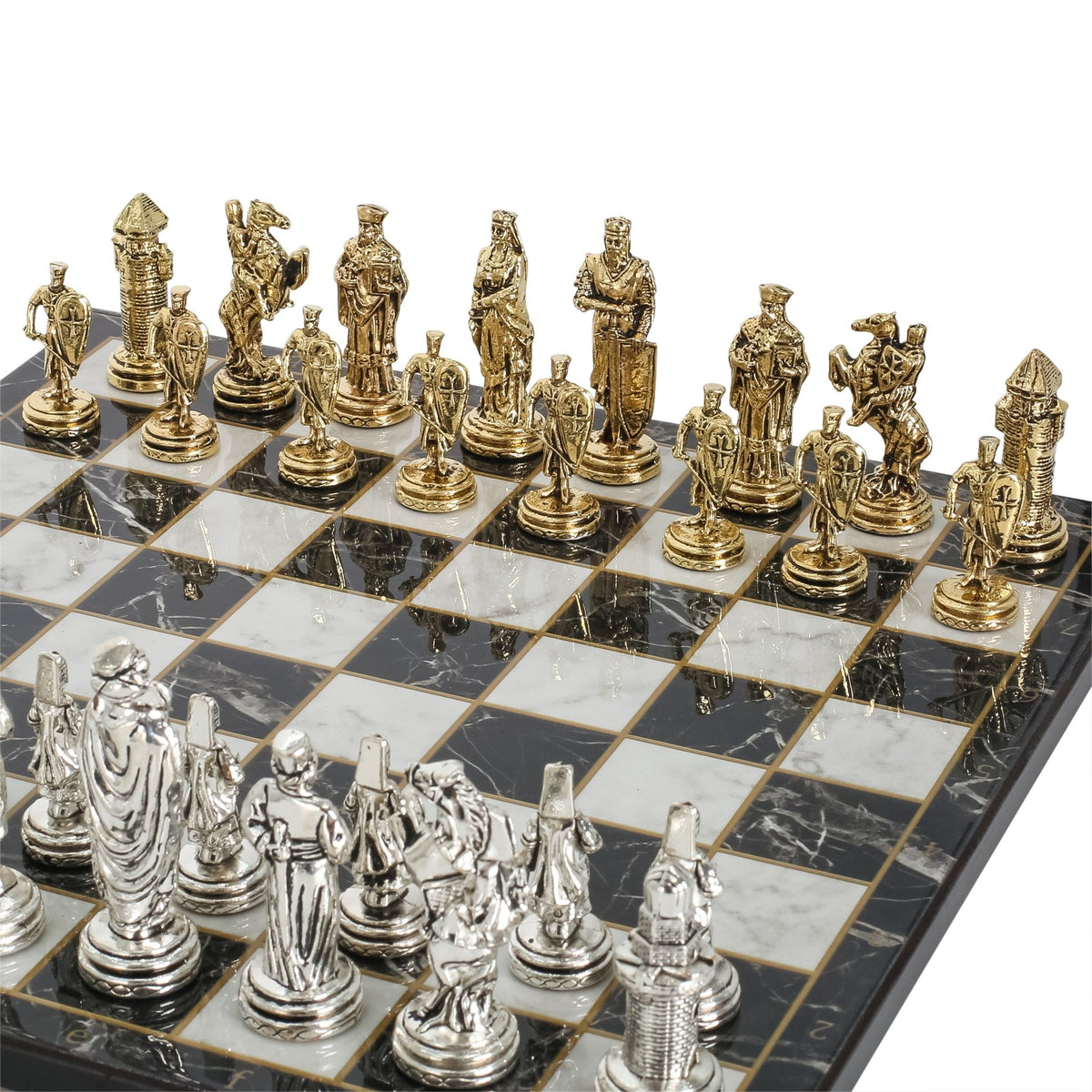 Ottoman Empire vs Byzantine Metal Chess Set | Chess Board w/ Metal Legs 30CM (12") - Cooper Chess