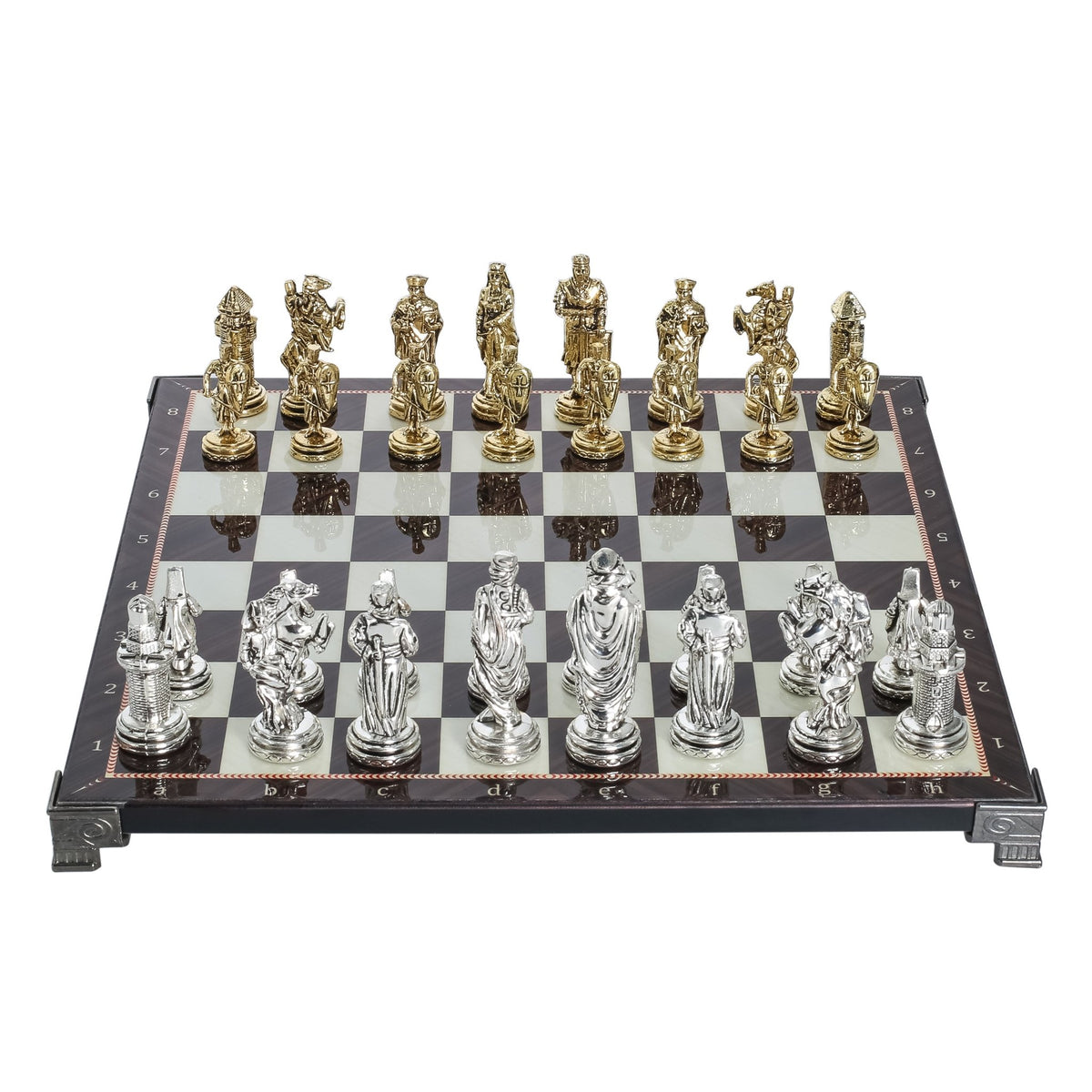 Ottoman Empire vs Byzantine Metal Chess Set | Chess Board w/ Metal Legs 30CM (12") - Cooper Chess