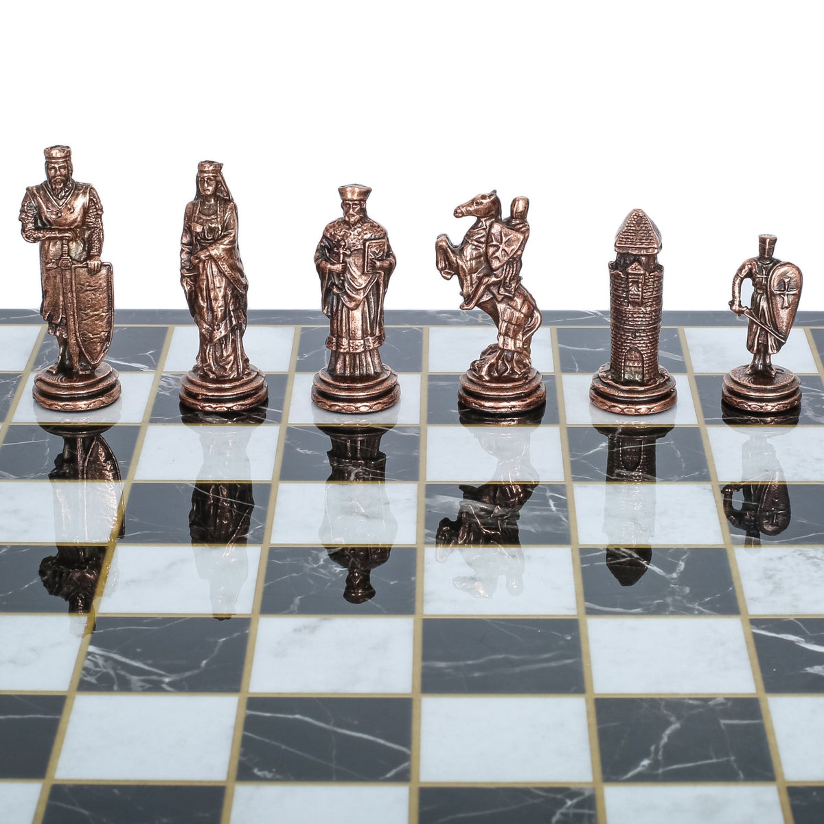 Ottoman Empire vs Byzantine Vintage Metal Chess Set | Chess Board w/ Metal Legs 30CM (12") - Cooper Chess